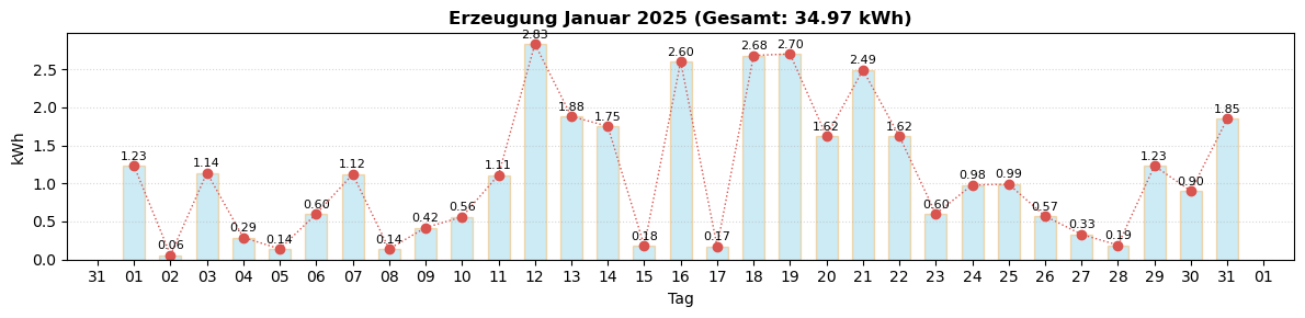Monatsverlauf Januar 2025